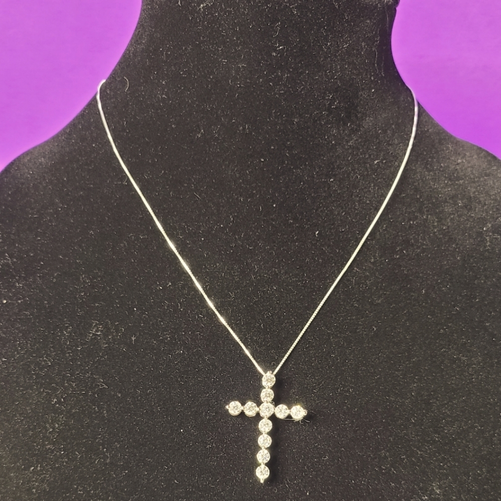 Moissanite Cross Necklace 4.02ctw. - Picture 3 of 12